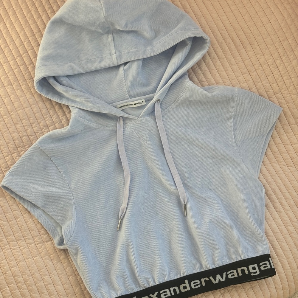 AlexanderWang.T Cropped stretch cotton-blend corduroy hoodie